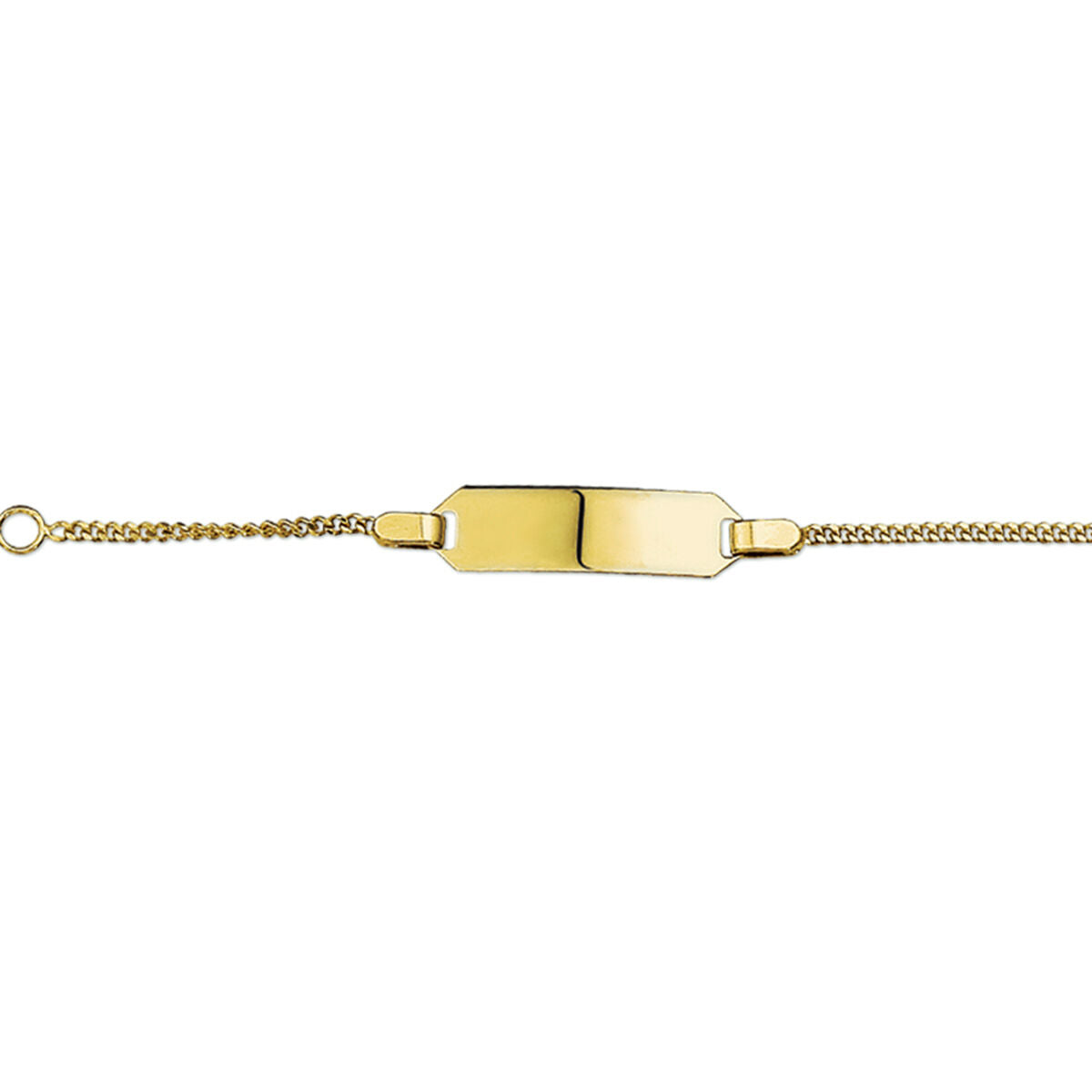 Fantasy Collection Graveerarmband gourmette 4 zijdes geslepen plaat 5 mm 14K geelgoud