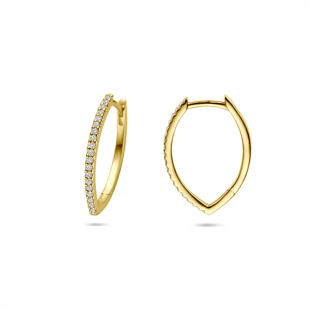 14K geelgouden klapoorringen diamant 0.17ct 2x 0.085ct h si 19 mm - 4034668