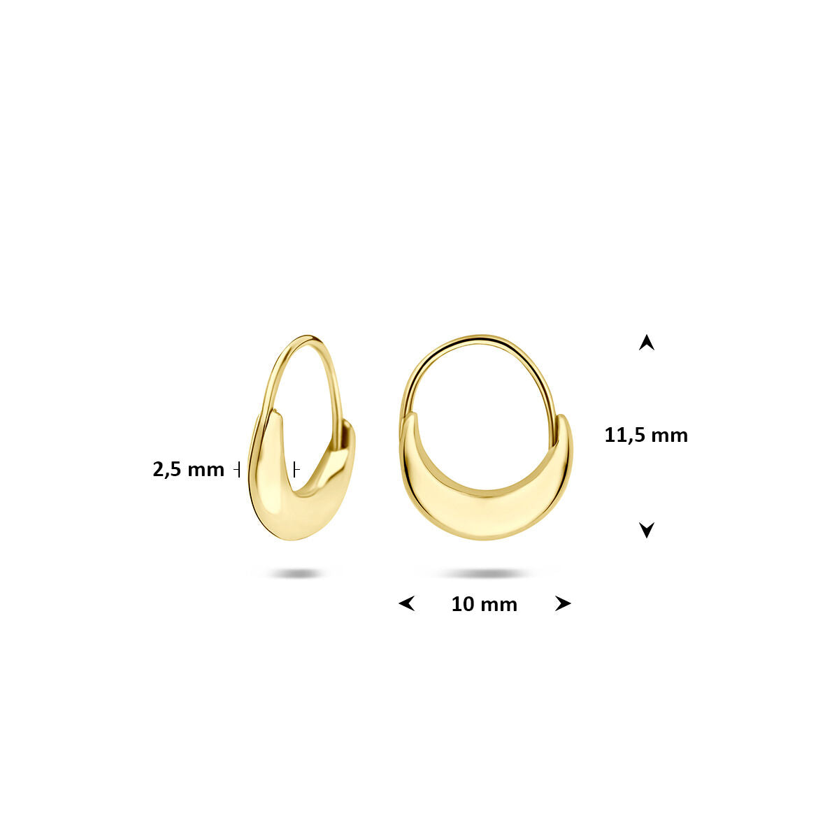 Klapoorringen 9K geelgoud 11,5 mm