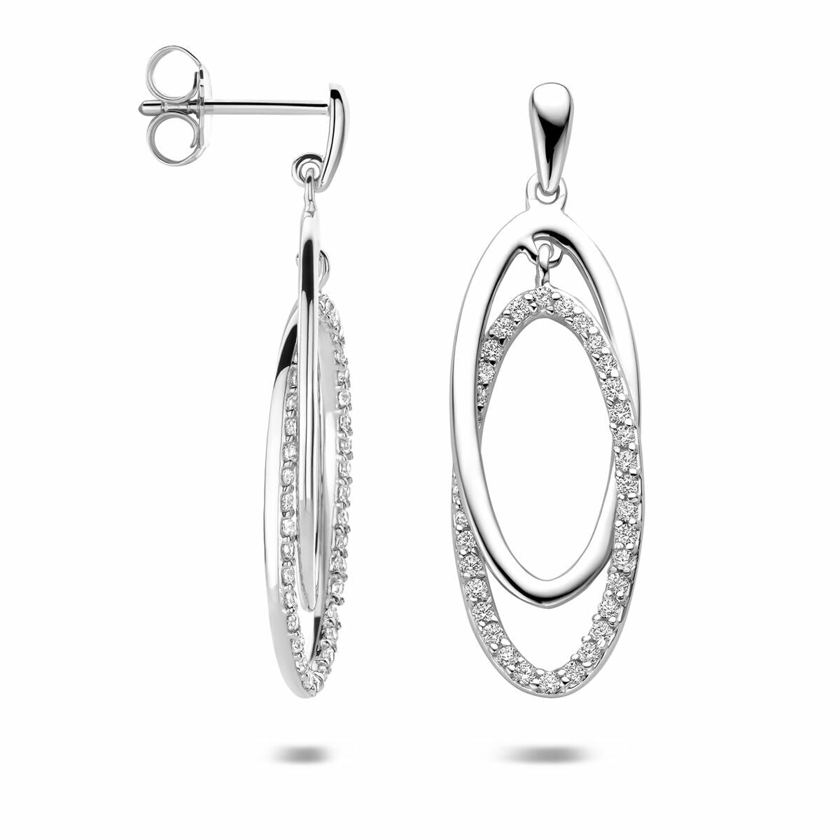 Fantasy Collection Hangende oorbellen zirkonia 35 mm zilver