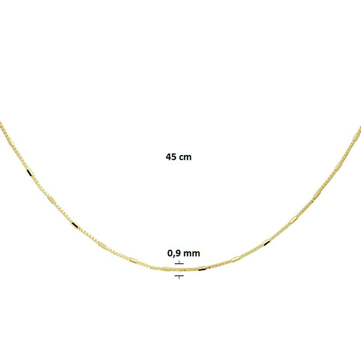 Fantasy Collection Collier venetiaans en staafjes 0,9 mm 45 cm 14K geelgoud