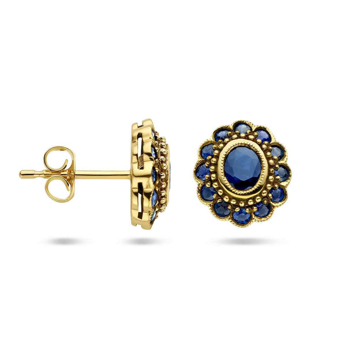 Fantasy Collection Oorbellen saffier 14K geelgoud