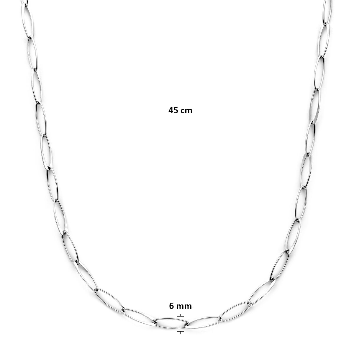 Fantasy Collection Collier anker 6 mm 45 cm zilver gerhodineerd