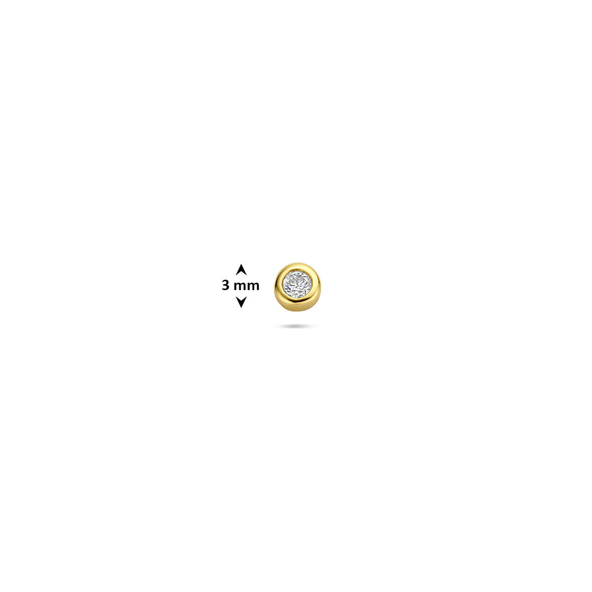 Fantasy Collection Flat back piercing rond zirkonia 3 mm 1 micron zilver verguld