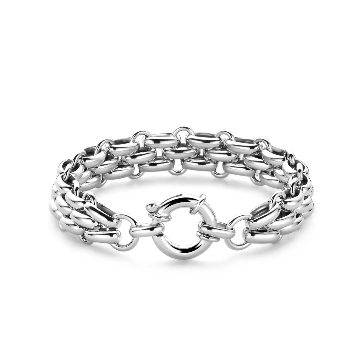 Armband groot slot 14 mm 19,5 cm zilver gerhodineerd