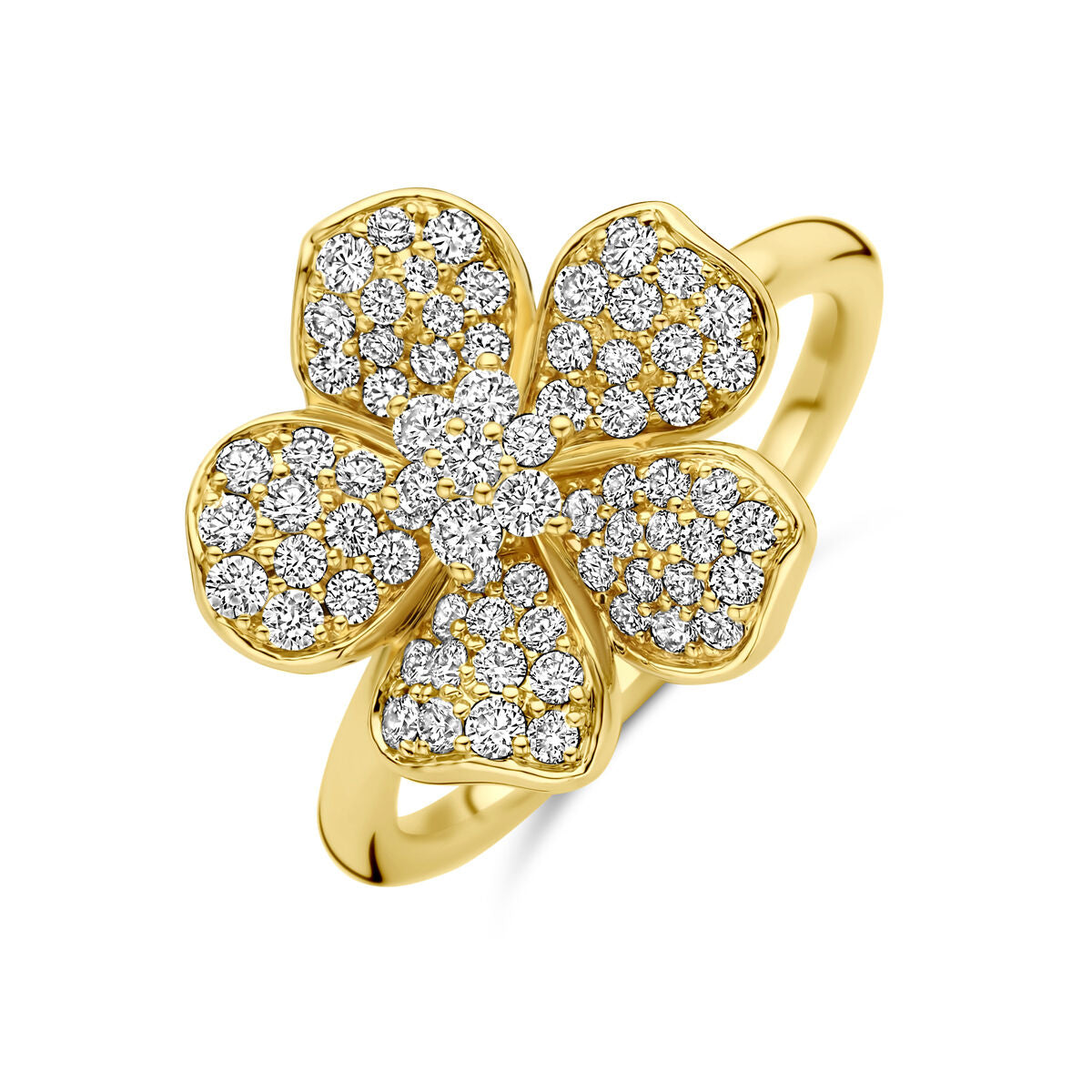 Fantasy Collection Ring bloem diamant 0.75ct h si 14K geelgoud
