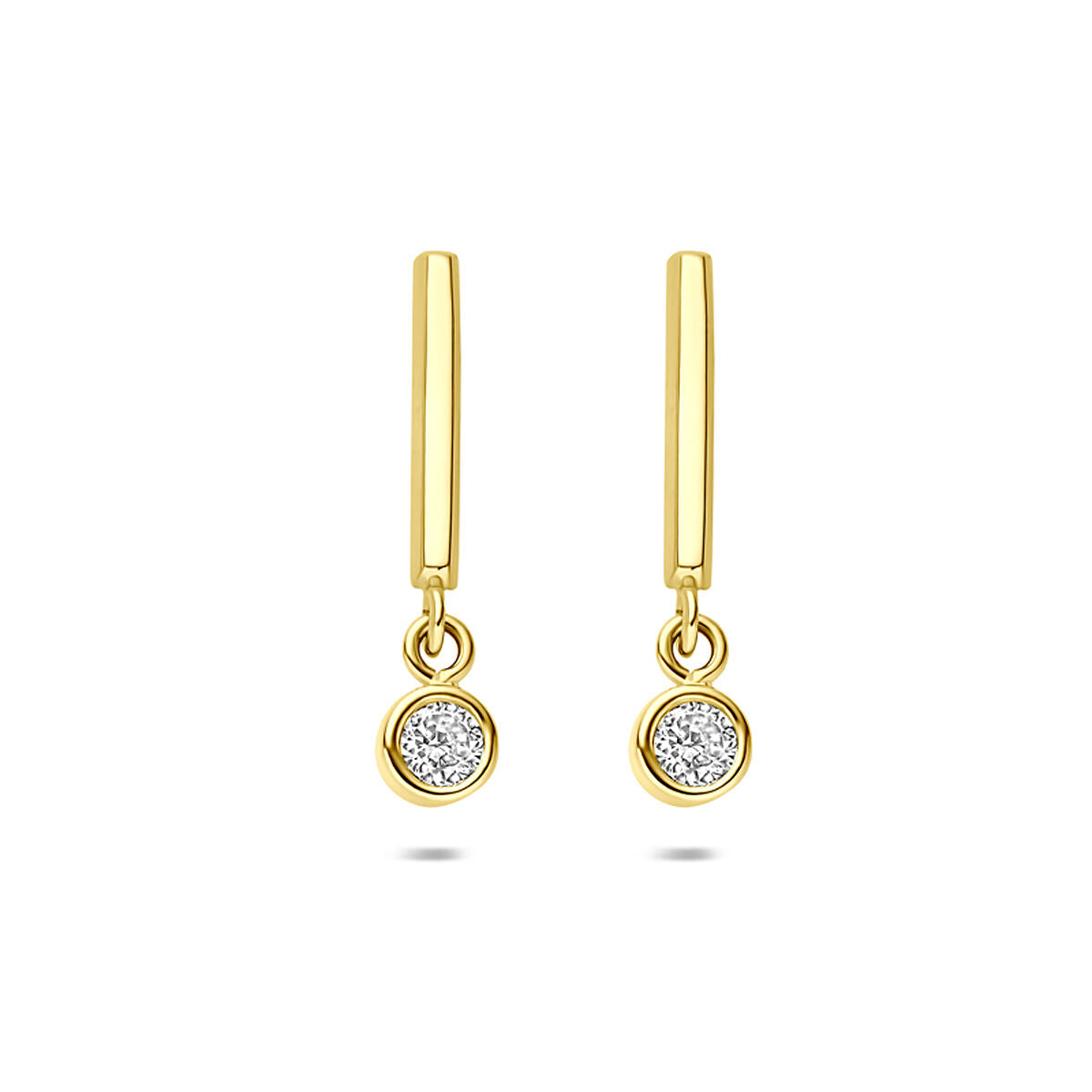Fantasy Collection Hangende oorbellen zirkonia 17,5 mm 14K geelgoud