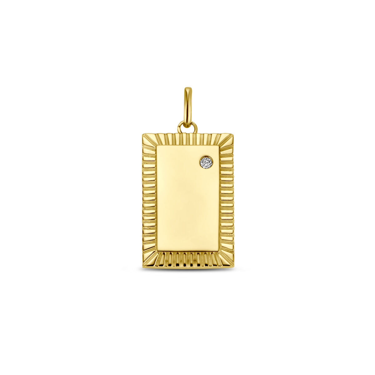 Fantasy Collection Graveerhanger diamant 0.01ct h p 20 mm 14K geelgoud