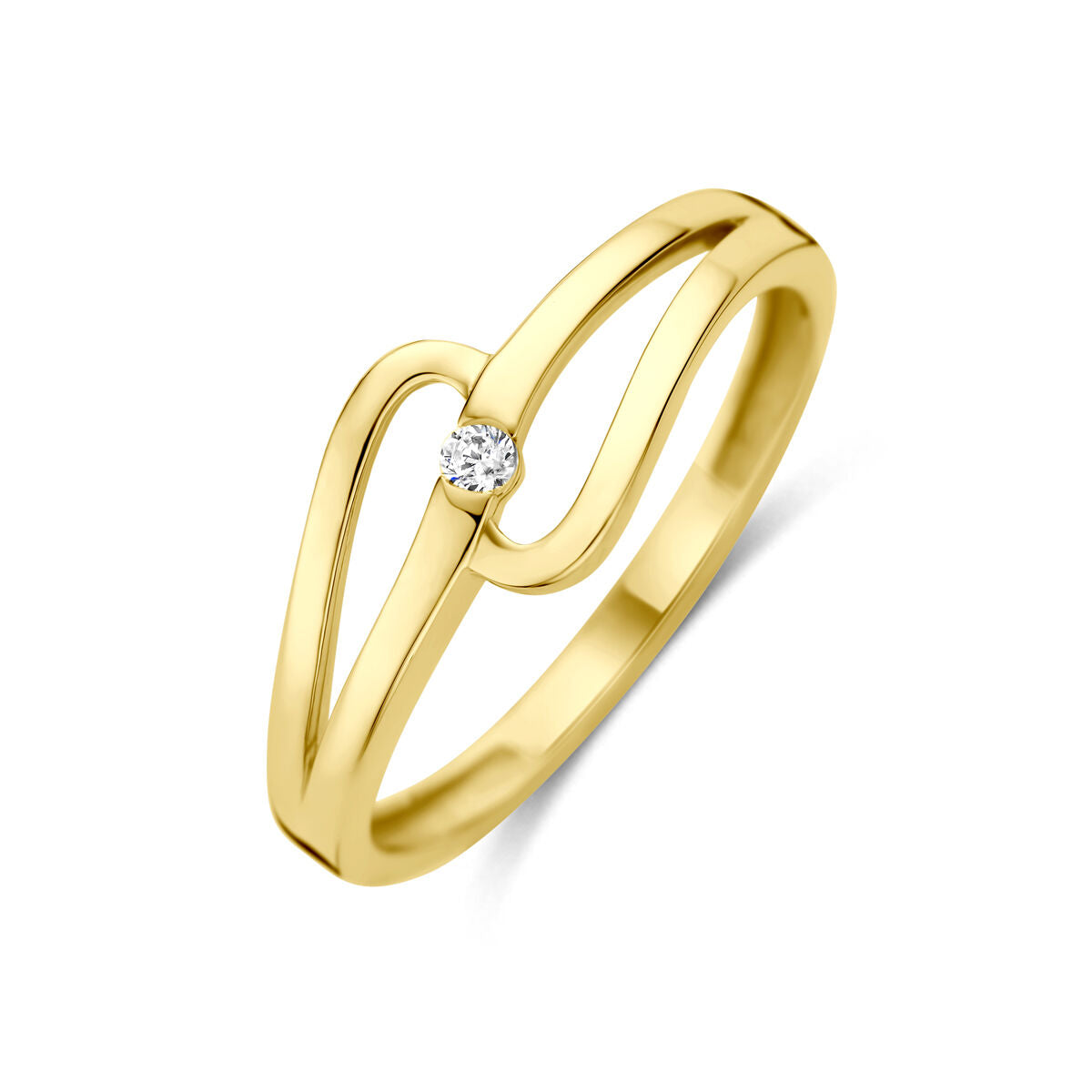 Ring zirkonia 14K geelgoud