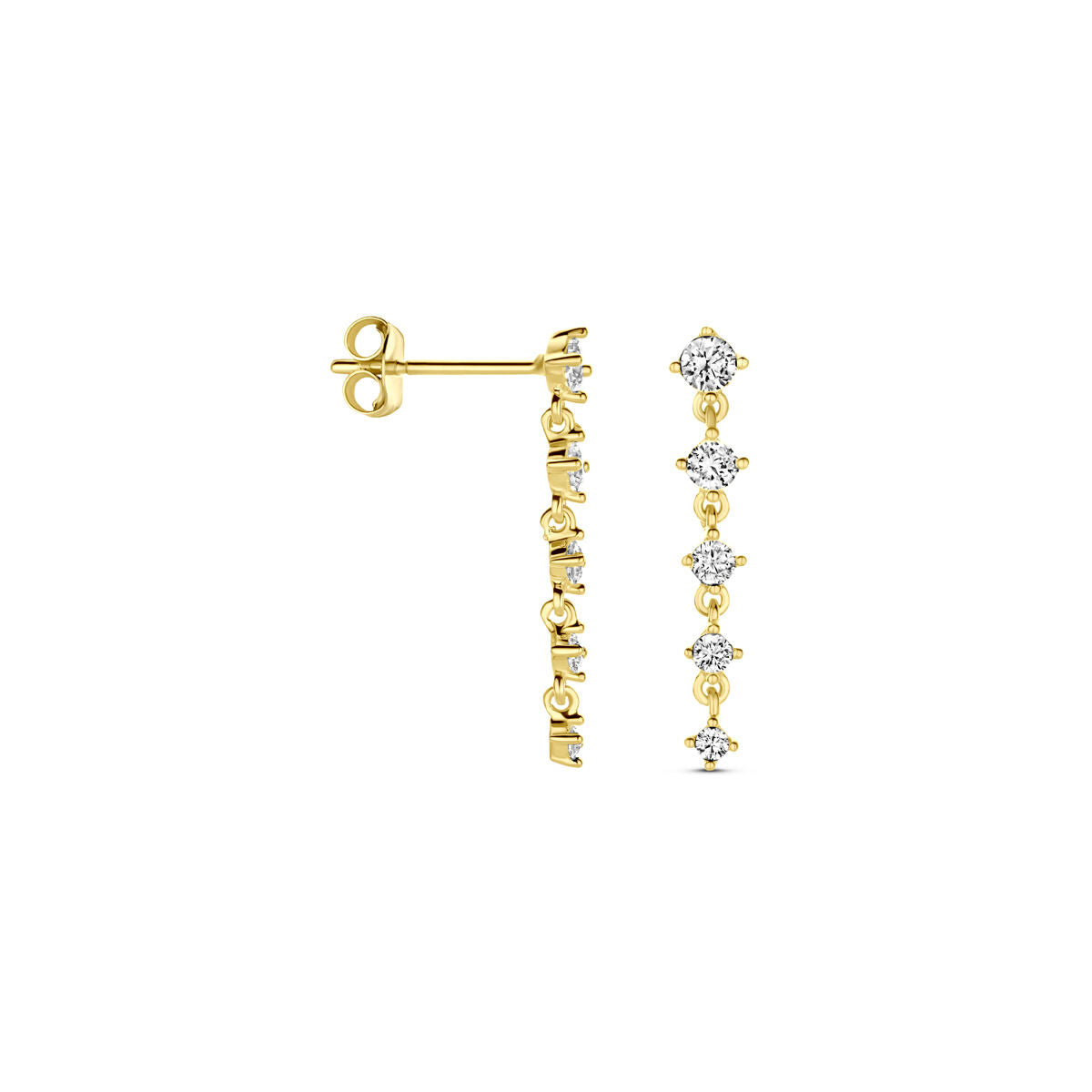 Fantasy Collection Hangende oorbellen zirkonia 19 mm 14K geelgoud