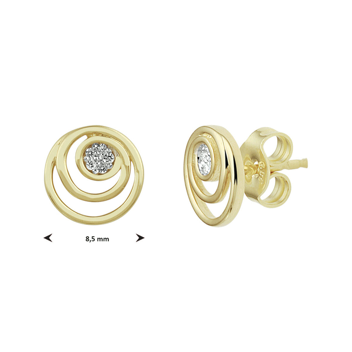 Fantasy Collection Oorbellen rond diamant 0.03ct (2x 0.015ct) h si bicolor gestift 14K geelgoud