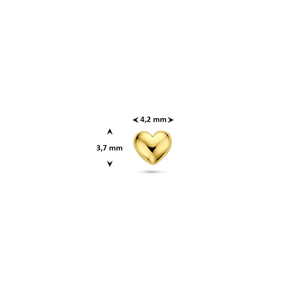 Fantasy Collection Flat back piercing hartje 3,7 mm 1 micron zilver verguld