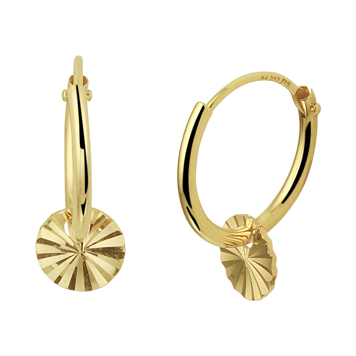 Fantasy Collection Oorbellen rondje gediamanteerd 14K geelgoud