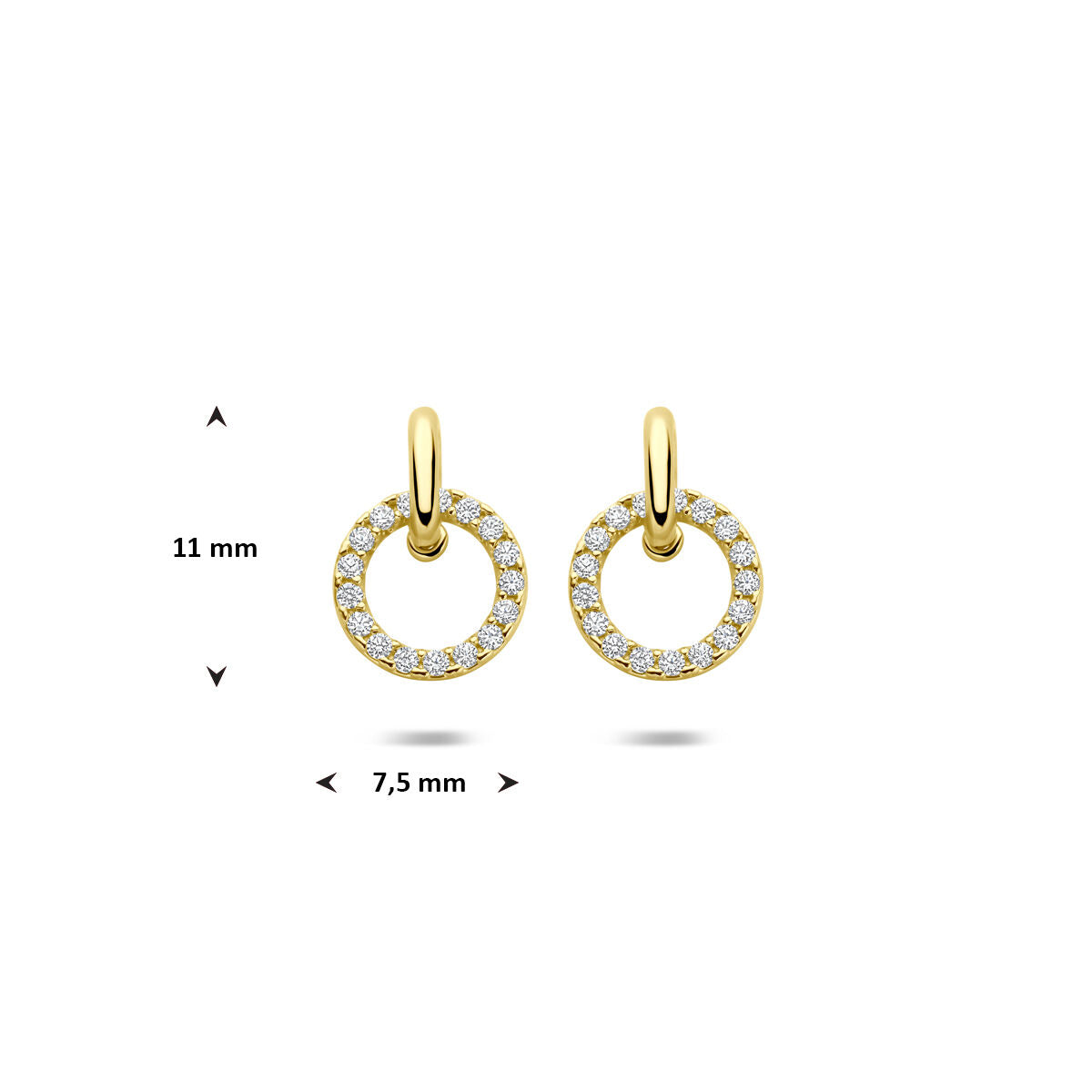 Fantasy Collection Hangende oorbellen zirkonia 11 mm 14K geelgoud