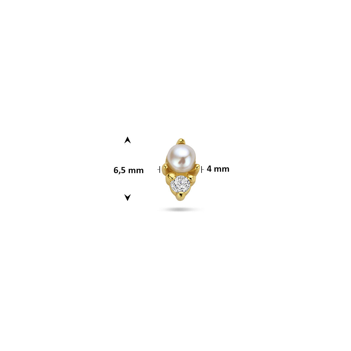 Fantasy Collection Flat back piercing parel en zirkonia 6,5 mm 1 micron zilver verguld