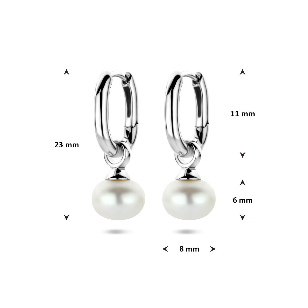 Fantasy Collection Oorbellen parel 23 mm zilver