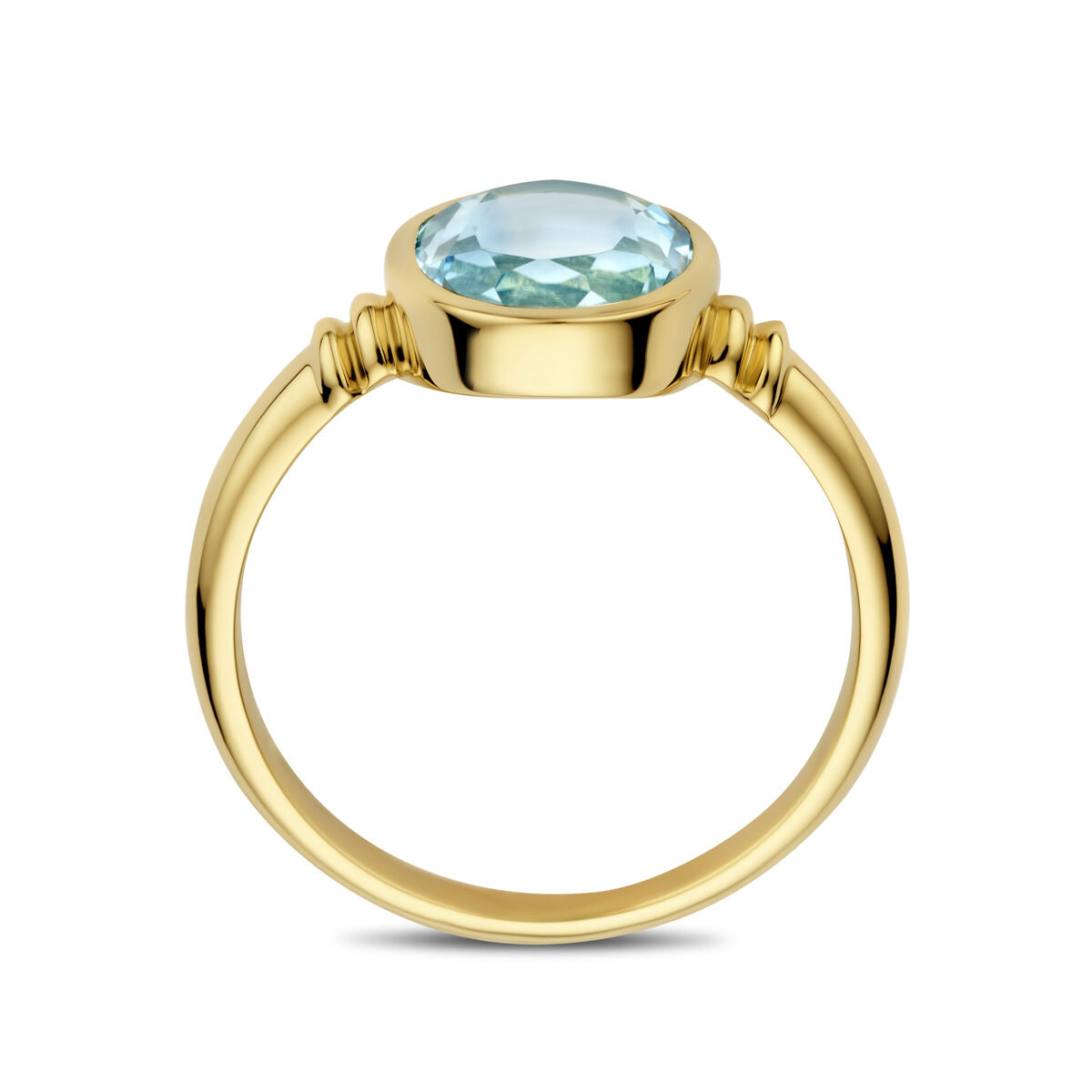 Ring sky blue topaas 14K geelgoud