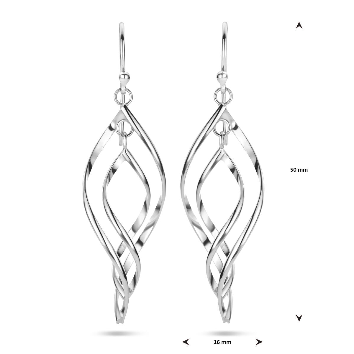 Fantasy Collection Hangende oorbellen franse haak zilver
