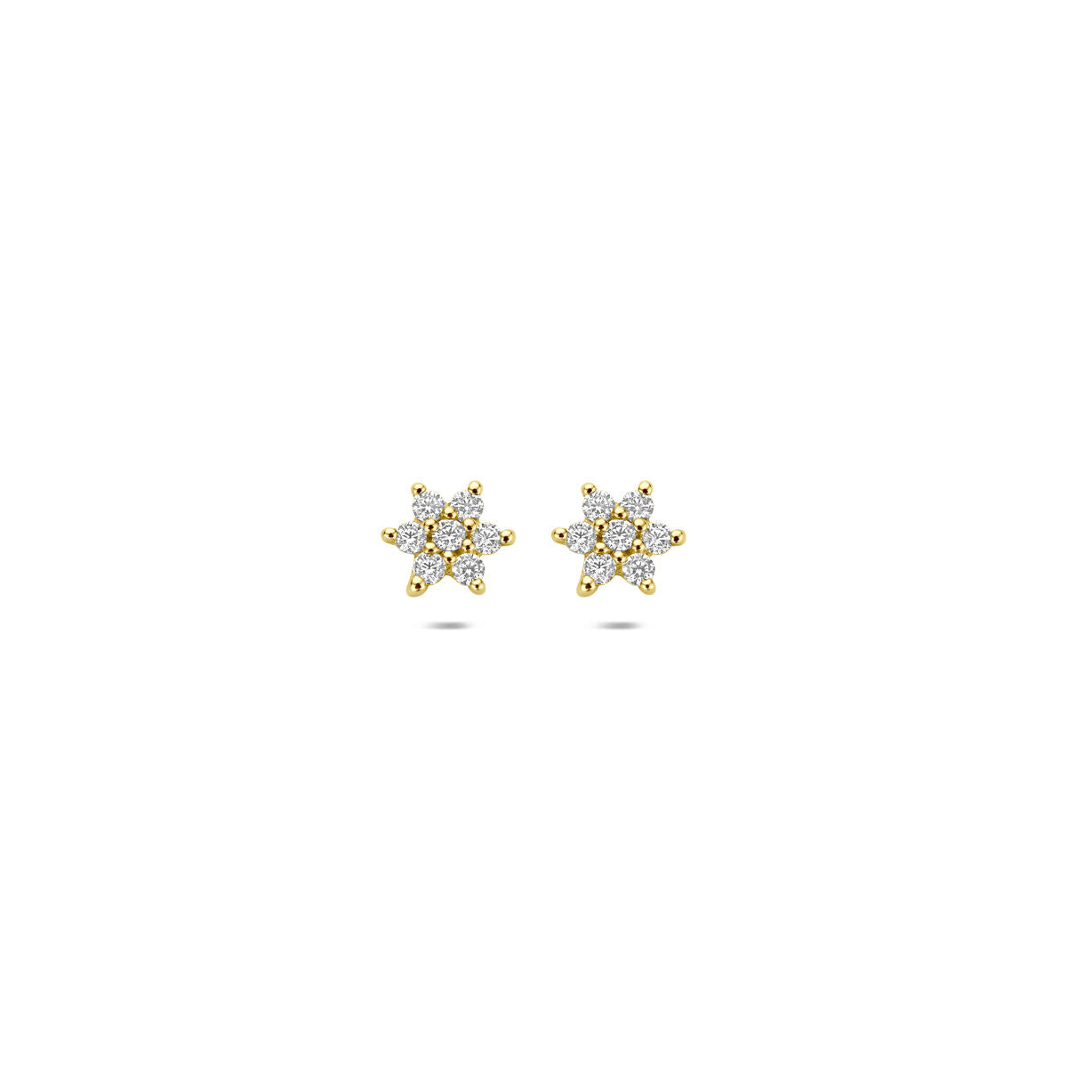 Oorknoppen zirkonia 9K geelgoud 4,5 mm wit