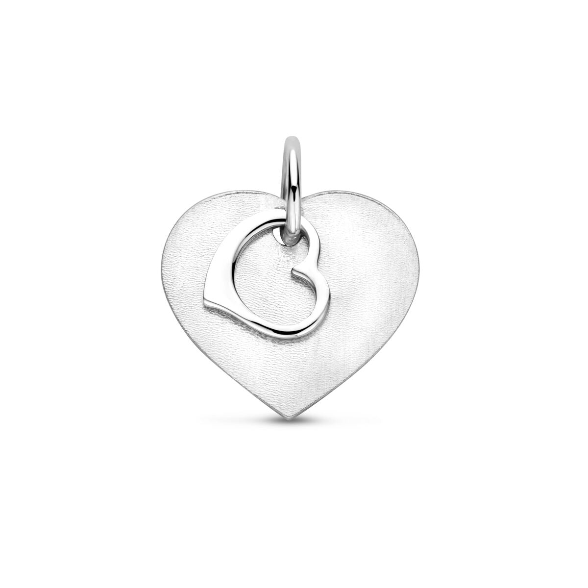 Fantasy Collection Graveerhanger hartje poli/mat 13 mm zilver