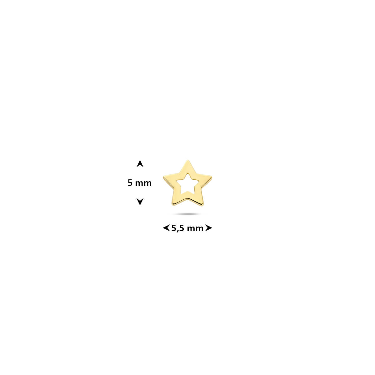 Fantasy Collection Flat back piercing ster 5 mm 14K geelgoud