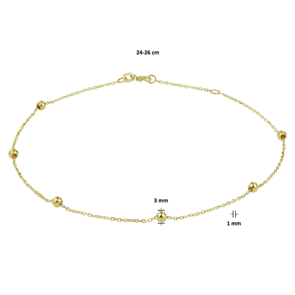 Fantasy Collection 9K Geelgouden Enkelbandje 8001083