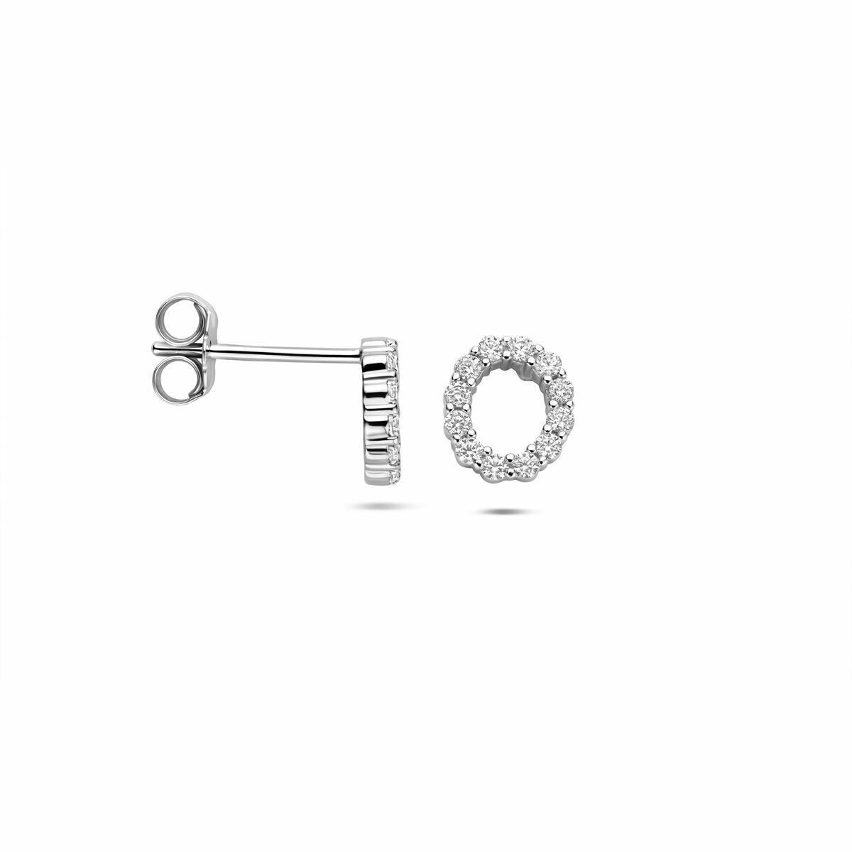 Zilveren gerhodineerde oorknoppen zirkonia 8 mm - 1341351