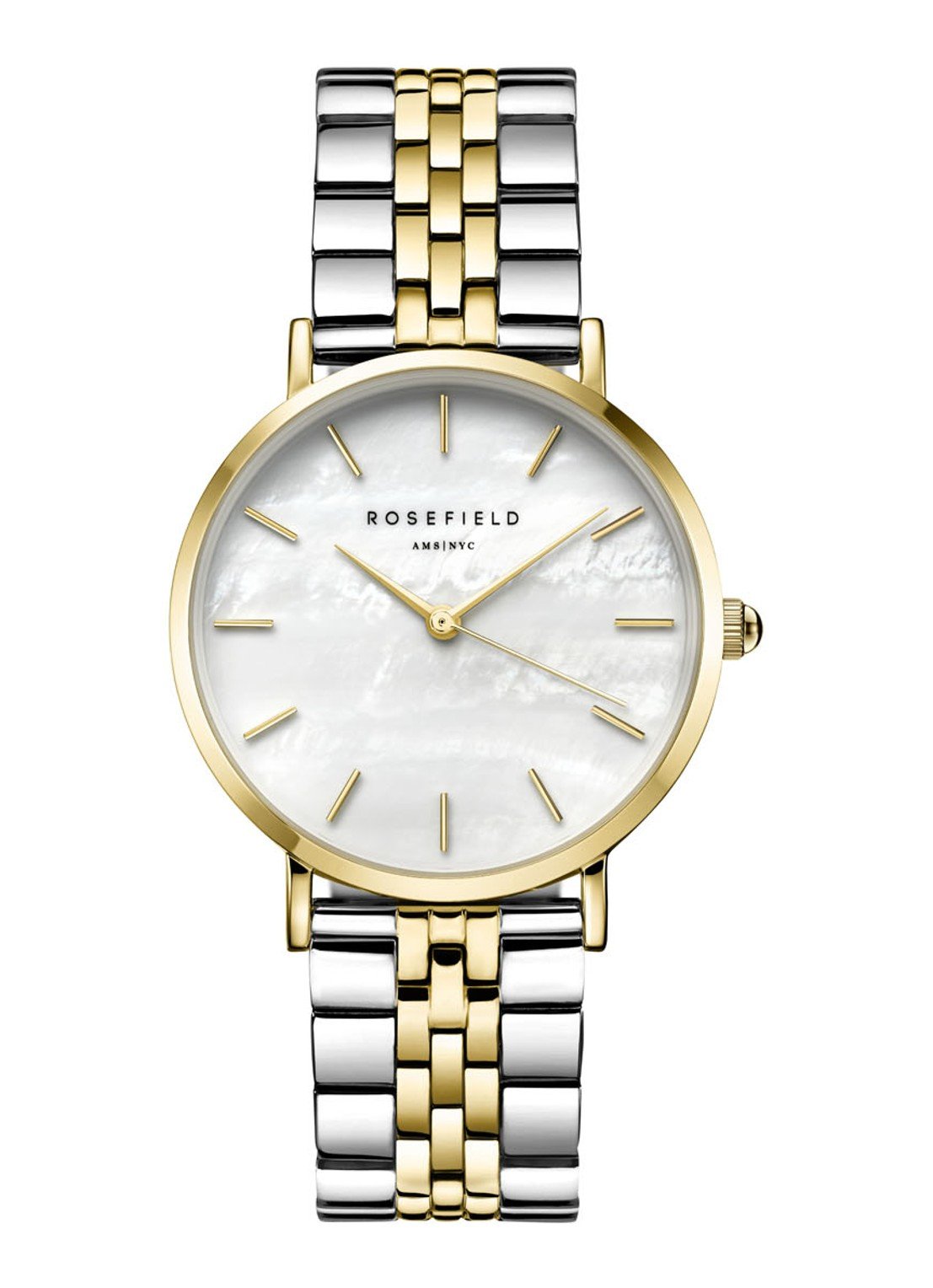 Rosefield Dameshorloge The Upper East Side MOP Silver Gold Duotone UWDSSG-U30 Zilverkleurig