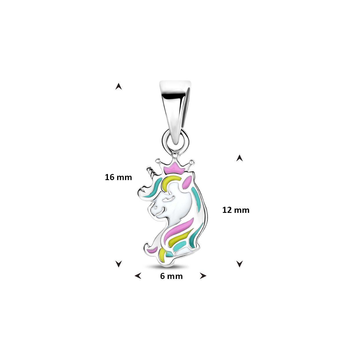 Fantasy Collection Hanger emaille eenhoorn 16 mm zilver