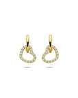 14K Geelgouden oorhangers hartje zirkonia 12 mm - 4035065