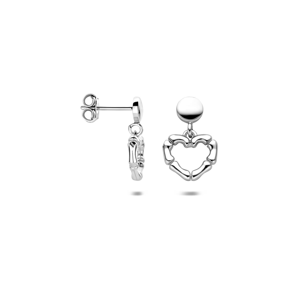 Fantasy Collection Hangende oorbellen hartjes 16,5 mm zilver