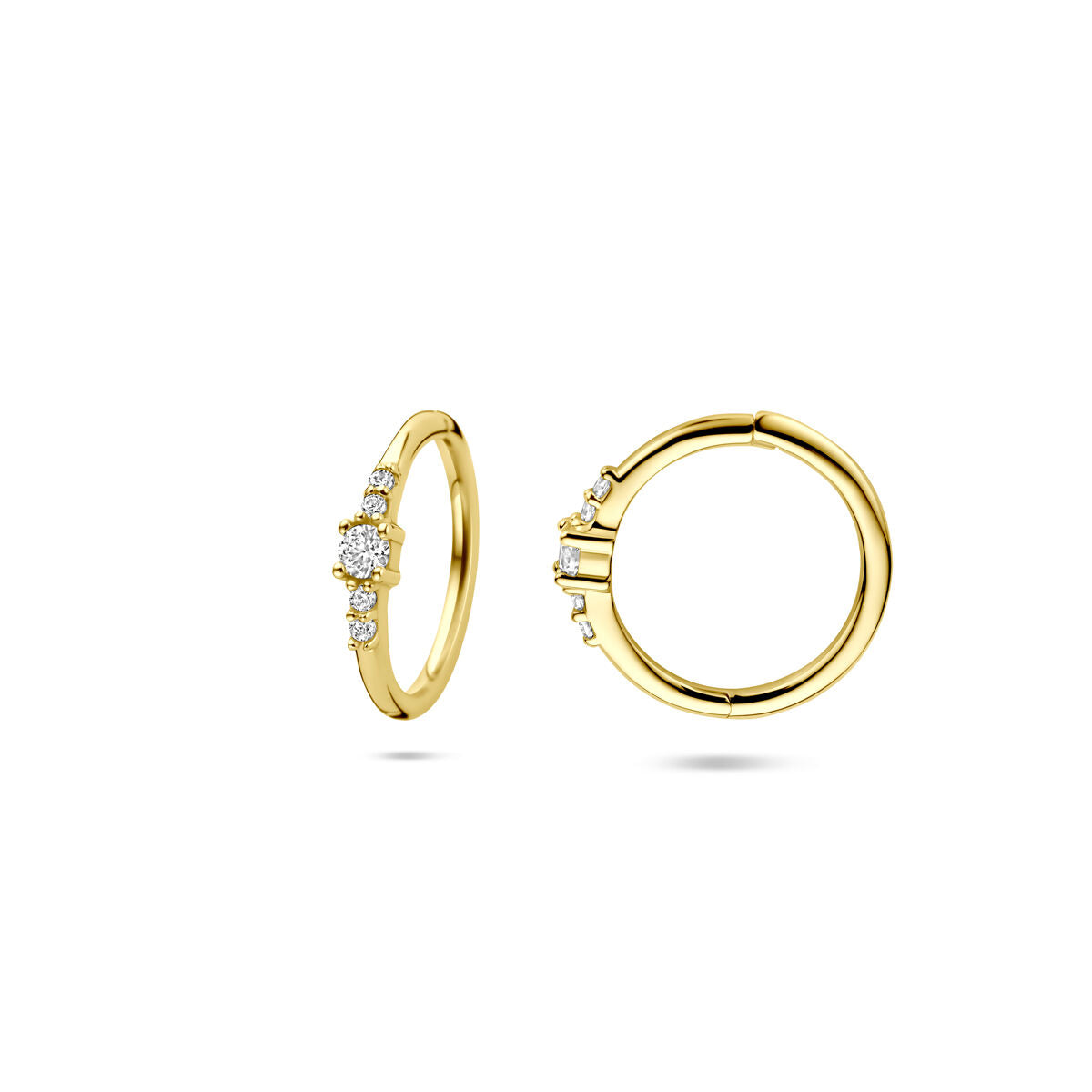 14K geelgouden oorringen zirkonia 12 mm - 4034478