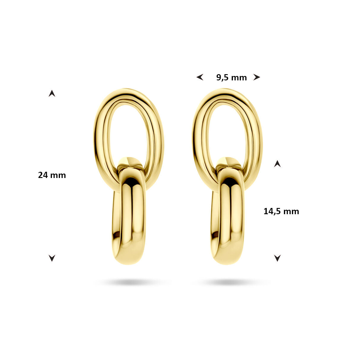 Fantasy Collection Hangende oorbellen schakel 24 mm 14K geelgoud