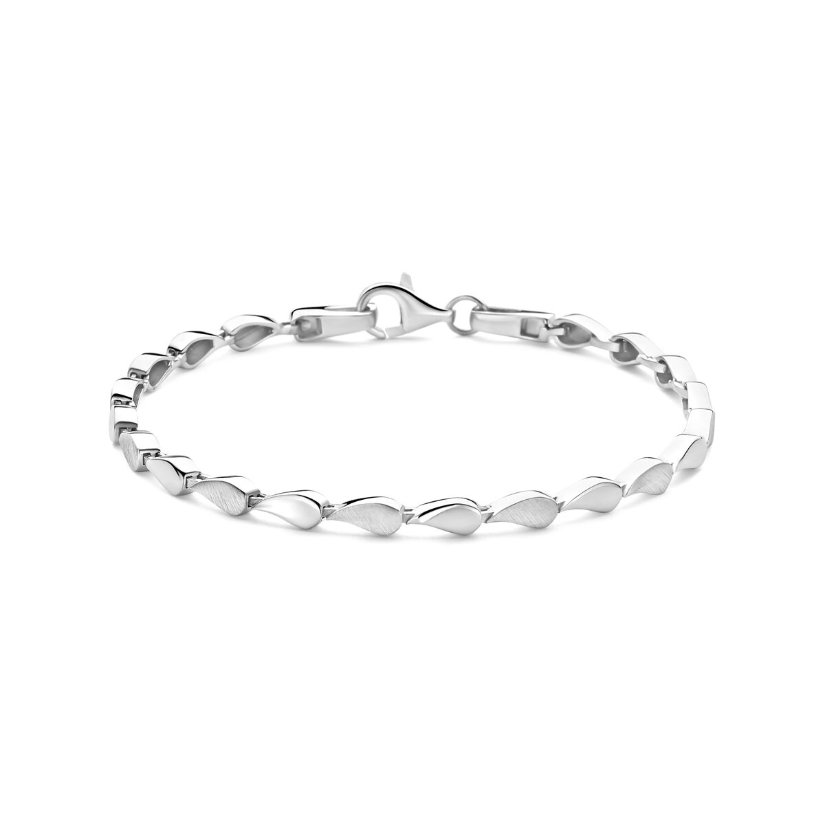 Armband poli/mat 3,7 mm 19 cm zilver gerhodineerd