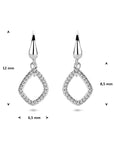Zilveren gerhodineerde oorhangers ruit zirkonia franse haak 25 mm - 1341721