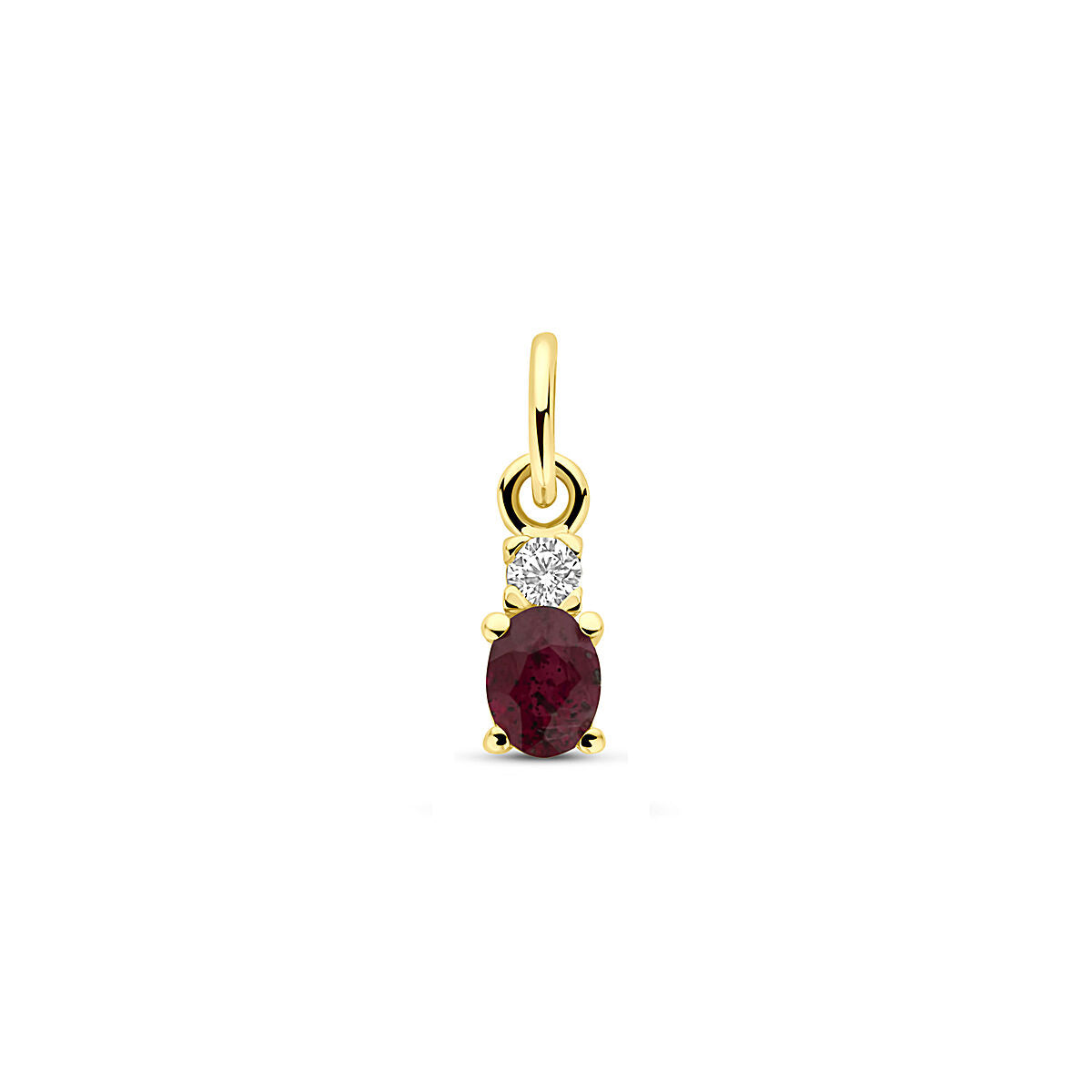 Fantasy Collection Hanger robijn en zirkonia 12 mm 14K geelgoud