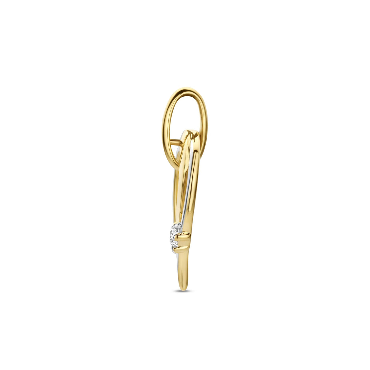 Hanger diamant 0.03ct h si 14K geelgoud 16 mm