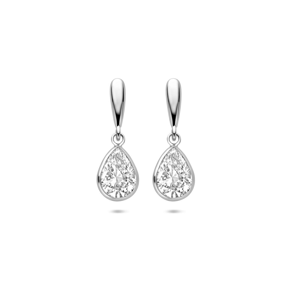 Zilveren gerhodineerde oorhangers druppel zirkonia 20 mm - 1341723