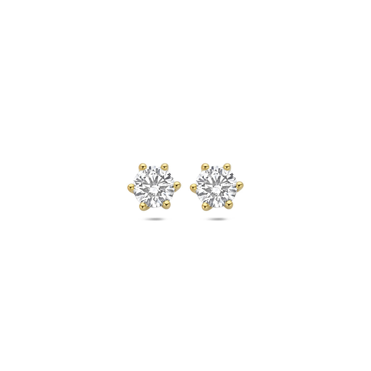 Fantasy Collection Oorbellen lab grown diamant 1.00ct (2x 0.50ct) f vs 5 mm 14K geelgoud