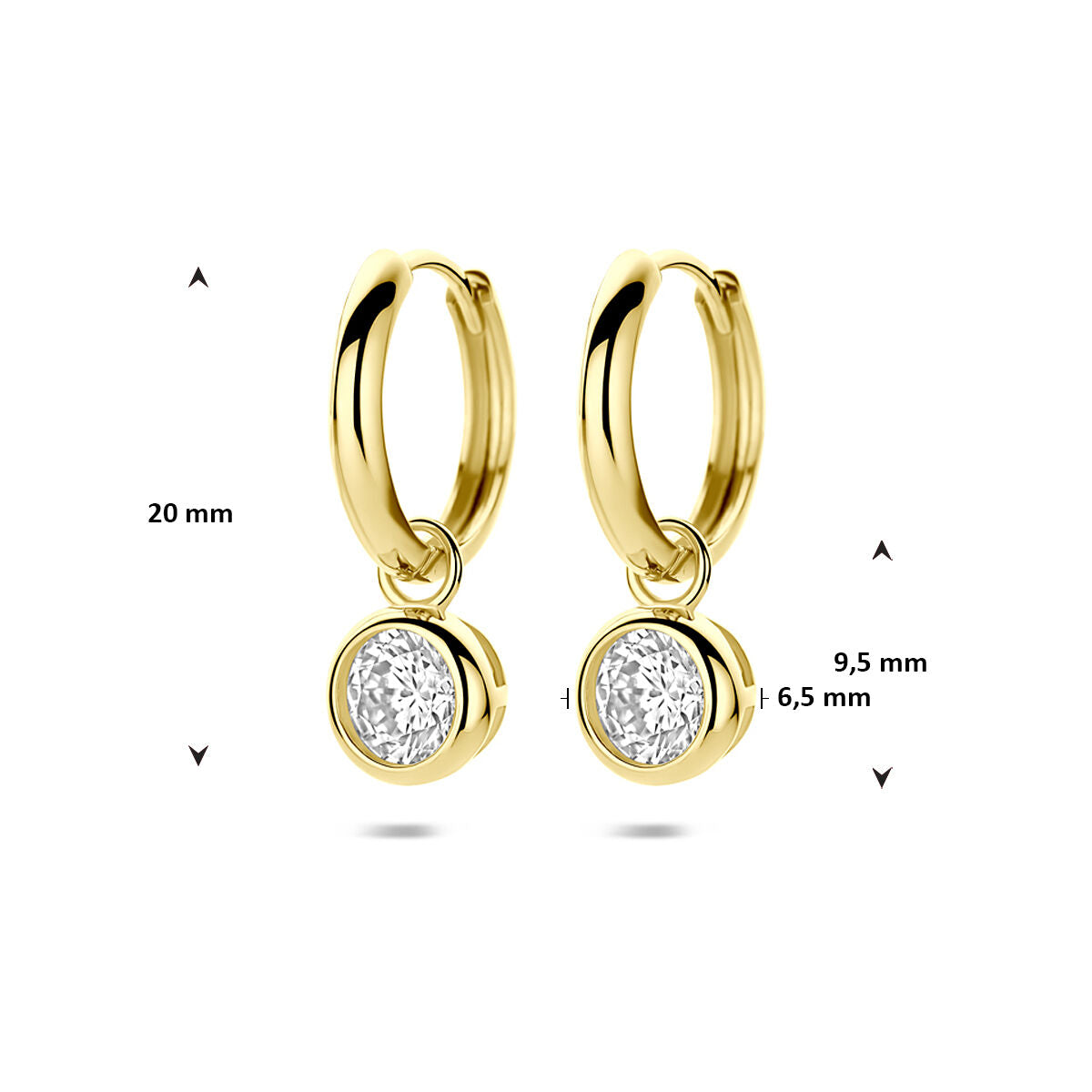 Fantasy Collection Oorbellen zirkonia 20 mm 9K geelgoud