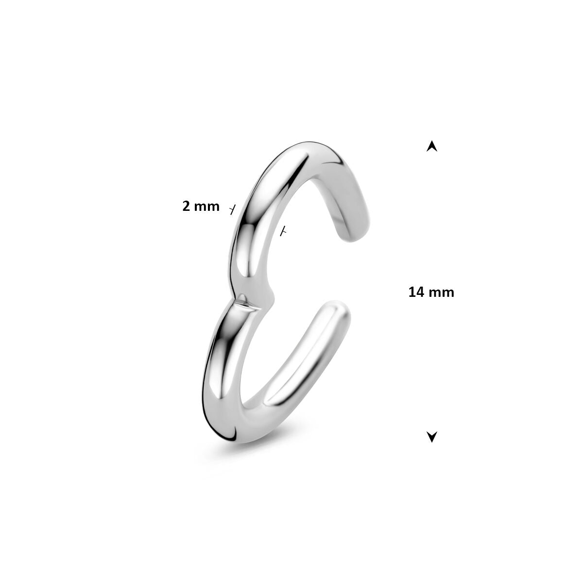 Fantasy Collection Ear cuff hartje 14 mm zilver oorbellen