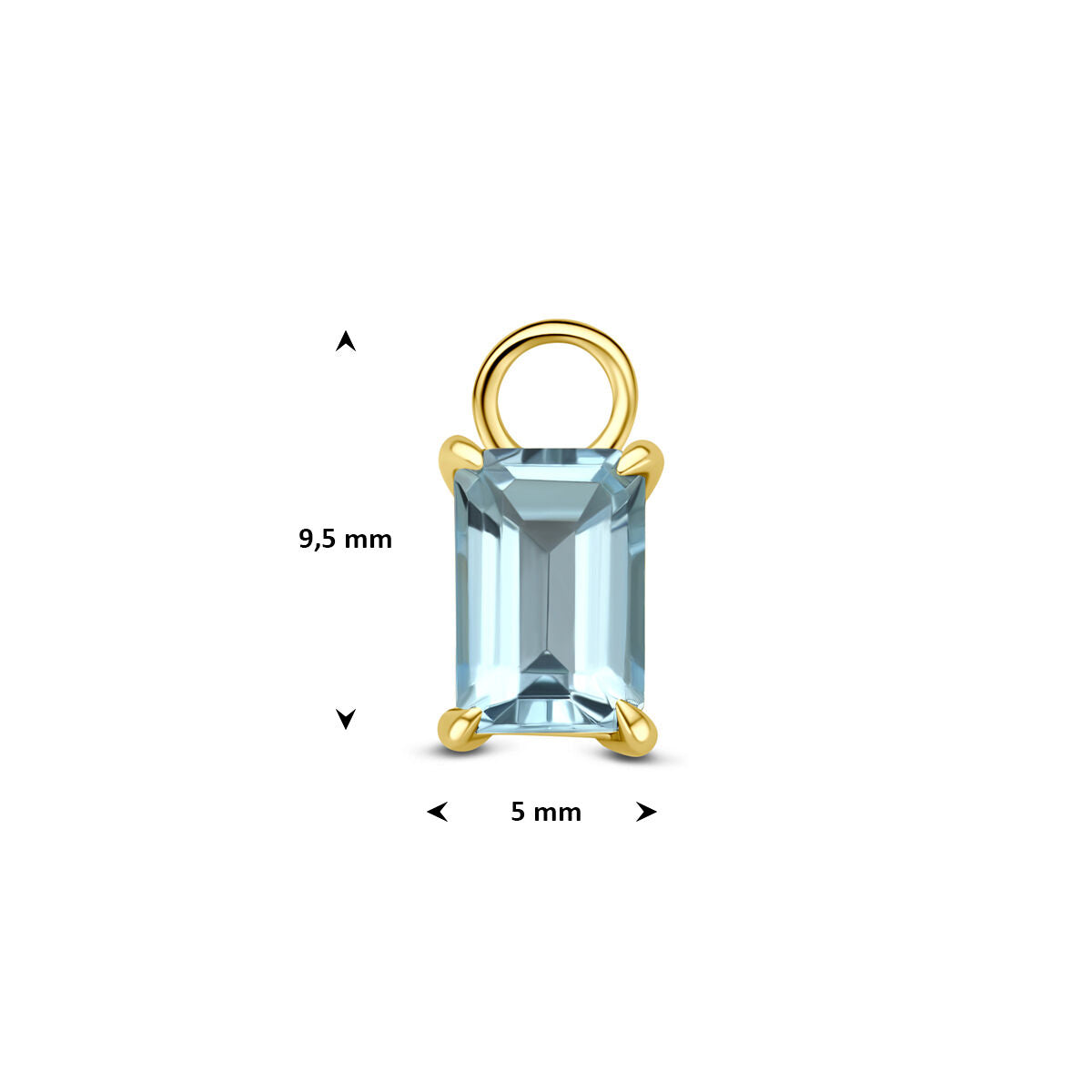 Oorringhanger topaas 9,5 mm per stuk 14K geelgoud blauw