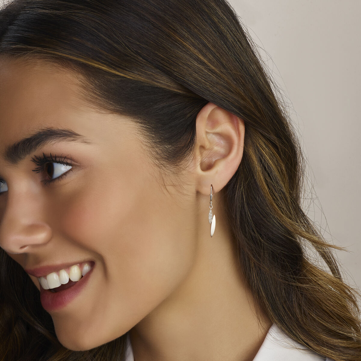 Zilveren gerhodineerde oorhangers zirkonia poli/mat 36 mm - 1341203