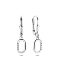 Zilveren gerhodineerde oorhangers zirkonia brisur haak 25 mm - 1341828