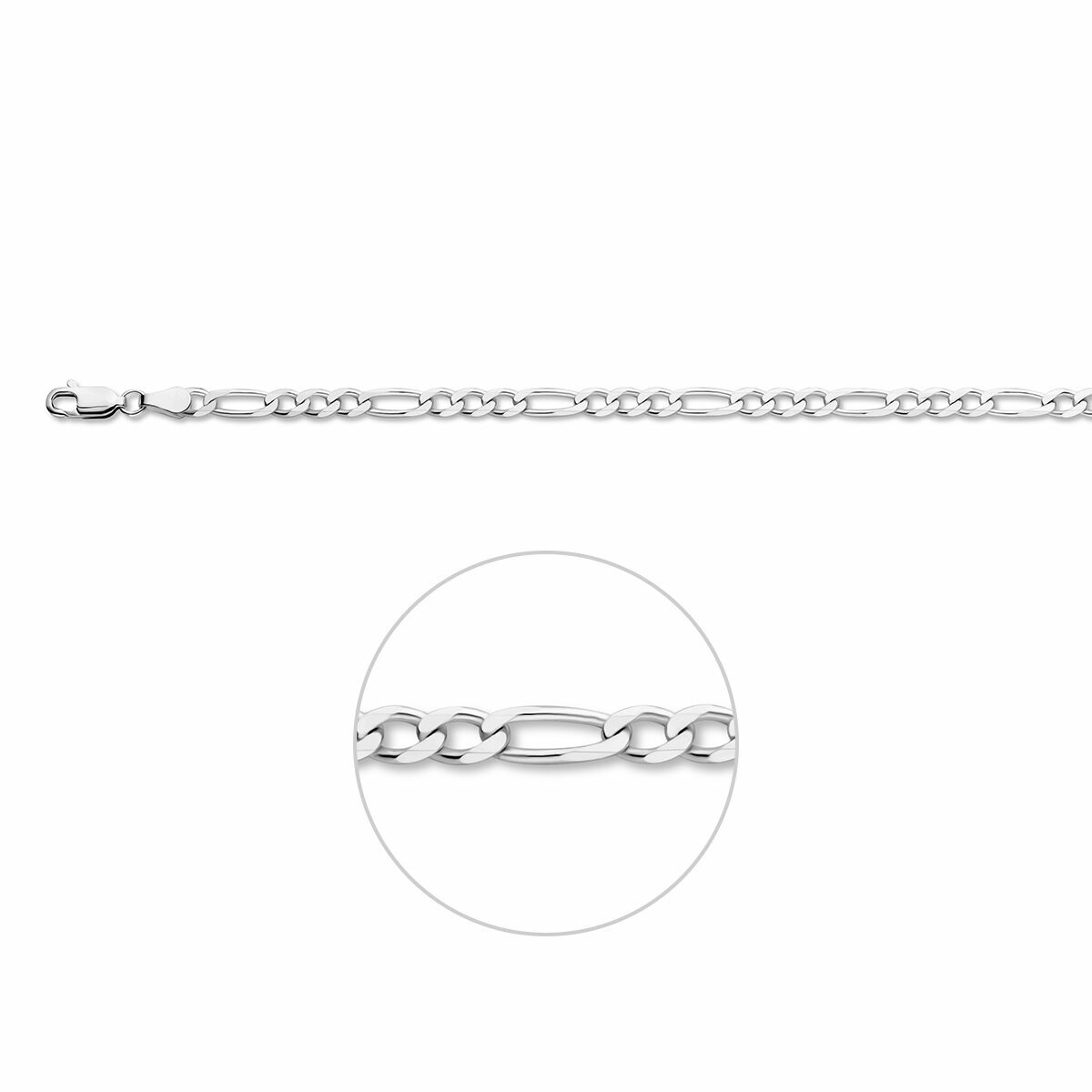 Figaro 4,0 mm zilver wit