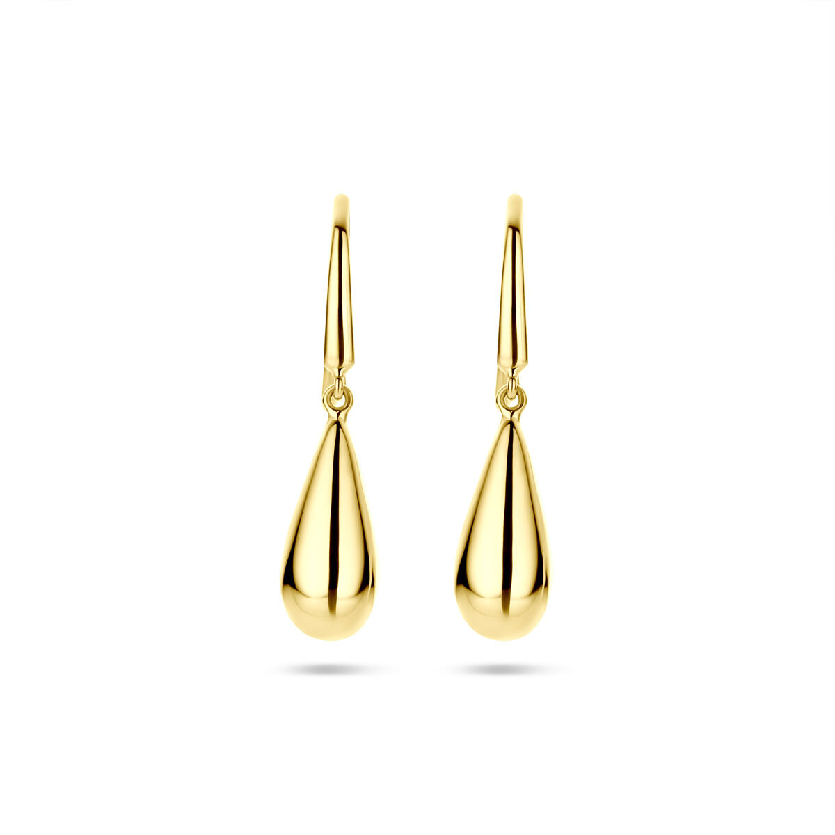 Fantasy Collection Hangende oorbellen druppel franse haak 14,5 mm 14K geelgoud