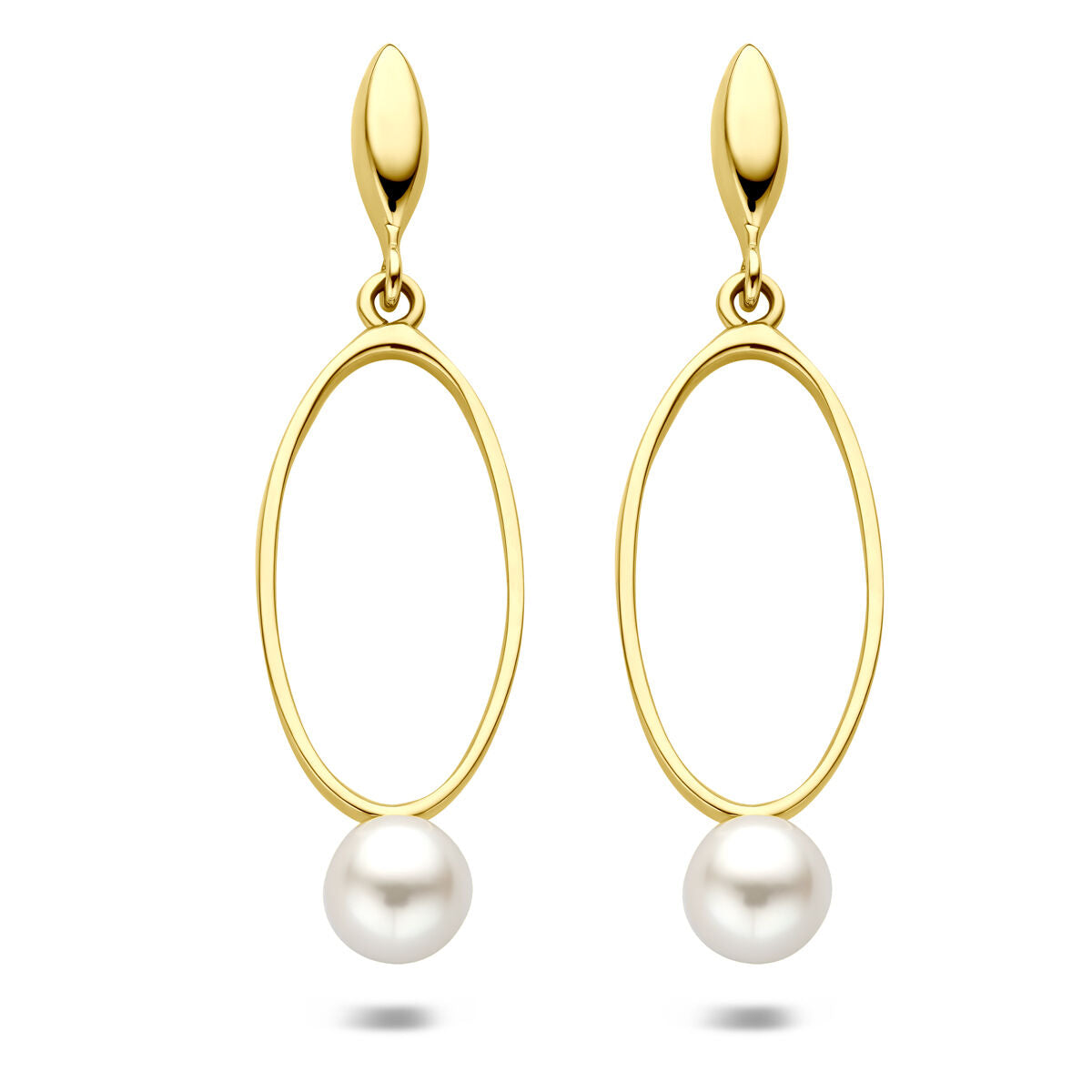 14K geelgouden oorhanger parel 37 mm - 4034879