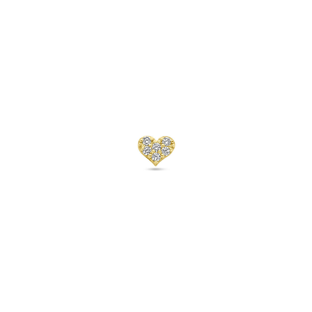 Flat back piercing hartje zirkonia 9K geelgoud 3,5 mm