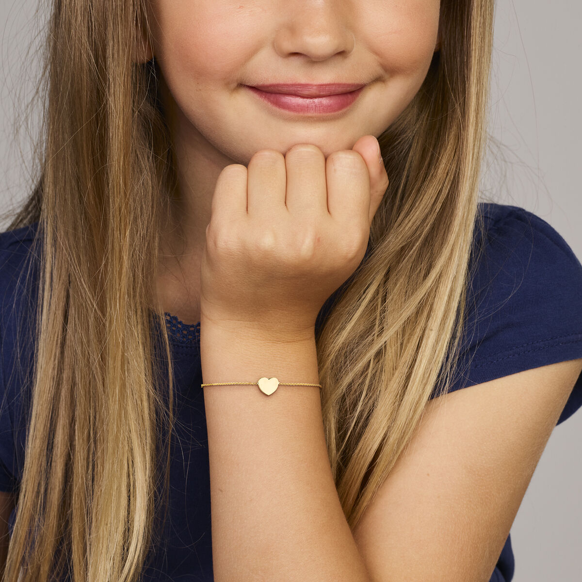 Armband hartje 9K geelgoud 11 + 2 cm