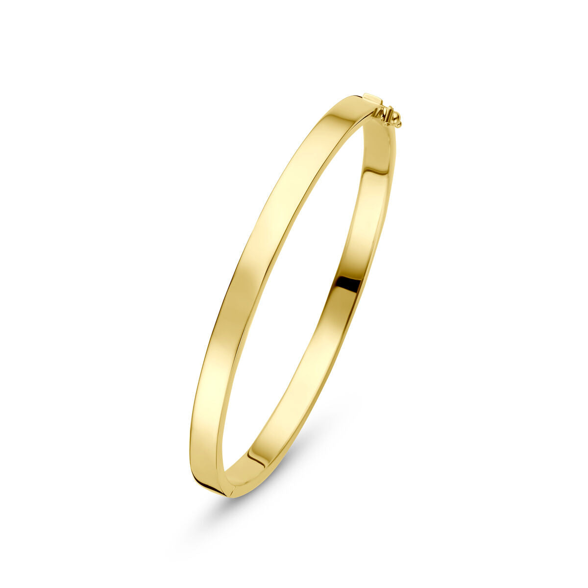 Bangle scharnier vlakke buis massief 5 x 9K geelgoud 60 mm